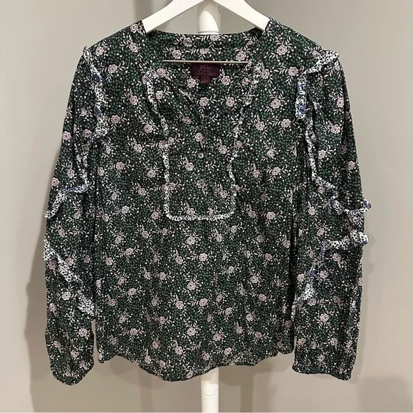 Jcrew x Liberty London Ruffle Long Sleeve Bib Collar Blouse - Picture 1 of 4